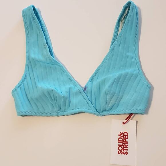 Solid and Striped The Beverly Ribbed Top in Fresh Air Women's X-Small Flawed - Picture 2 of 12